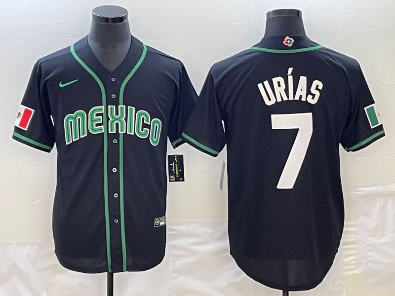 Men 2023 World Cub Mexico 7 Urias Black Nike MLB Jersey26